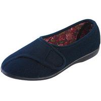 Audrey Velour Velcro® Ladies? Slippers, Navy, Size 3, Rubber