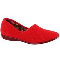 Audrey Velour Ladies? Slippers, Red, Size 3, Rubber