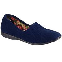 Audrey Velour Ladies? Slippers, Navy, Size 6, Rubber