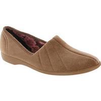 Audrey Velour Ladies? Slippers, Beige, Size 3, Rubber