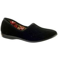 Audrey Velour Ladies? Slippers, Black, Size 3, Rubber