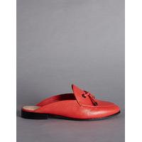 Autograph Leather Block Heel Knot Mule Shoes