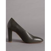 autograph leather block heel high cut court shoes