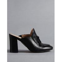 Autograph Leather Block Heel Toggle High Mule Shoes