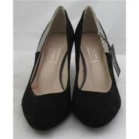 Autograph, size 5 black suede court shoes with snake skin trim