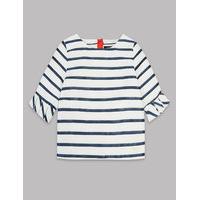 Autograph Striped Half Sleeve Top (3-14 Years)