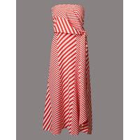 autograph cotton blend striped skater midi dress