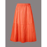 Autograph Leather A-Line Midi Skirt