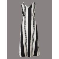 Autograph Striped Tie Detail Shift Midi Dress