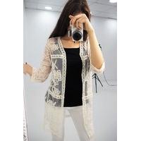 Aurora Beige floral crochet cardi