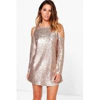 Augustina Sequin Shift Dress - rose