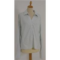 Austin Reed Size 18 White with Green and Blue Stripes Long Sleeved Shirt