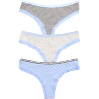 Aubree (3 Pack) High Leg Lace Knickers In Mid Grey/ Grey / Blue - Tokyo Laundry