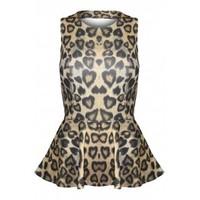 Audrey Leopard Back V Neck Peplum Top