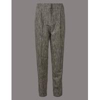 autograph cotton rich textured tapered leg trousers