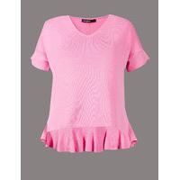 Autograph Frill Hem Round Neck Short Sleeve Jumper