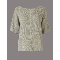 Autograph Metallic Round Neck Half Sleeve Jumper