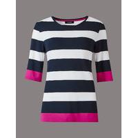 Autograph Block Striped Half Sleeve T-Shirt