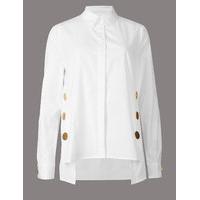 Autograph Pure Cotton Button Detail Long Sleeve Shirt