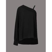 autograph one shoulder frill neck long sleeve blouse