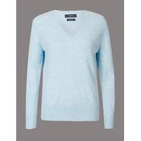 Autograph Pure Cashmere Ribbed Hem V-Neck Jumper