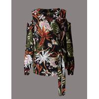 Autograph Floral Print Cold Shoulder Tie Side Blouse