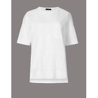 autograph pure cotton dipped hem half sleeve t shirt