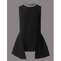 autograph peplum contrasting neckline shell top