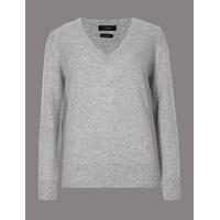 Autograph Pure Cashmere Ribbed Hem V-Neck Jumper