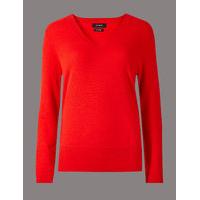 autograph pure cashmere ribbed hem v neck jumper