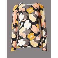 Autograph Pure Cashmere Floral Print Ribbed Jumper