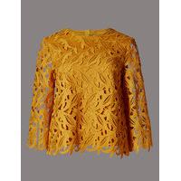 Autograph Floral Lace 3/4 Sleeve Shell Top