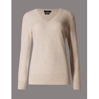 autograph pure cashmere ribbed hem v neck jumper