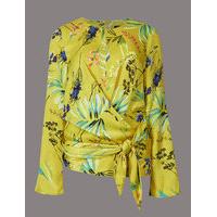 Autograph Printed Wrap Round Neck Long Sleeve Blouse