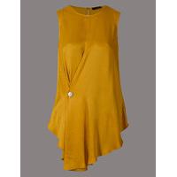 Autograph Side Button Round Neck Sleeveless Blouse