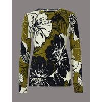 Autograph Pure Cashmere Ribbed Floral Print Jumper