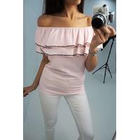 Aubrielle crystal trim chiffon bardot top