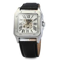 Automatic Mechanical Hollow-out Watch with Leather Band for Men Wrist Watch Cool Watch Unique Watch