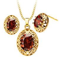 Austrian crystal Zircon Pendants Necklaces Earrings Set gifts For Women 18K Gold Plated Fashion Jewelry Sets S20105