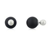 August Woods Outlet Black & White Faux Pearl Front & Back Earrings