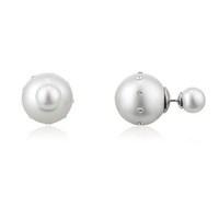 August Woods Outlet Faux Pearl Front & Back Earrings with Crystals