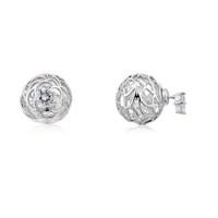 August Woods Outlet Front & Back Earrings Silver & Crystal