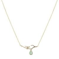 August Woods Mint Green Glass Gold Resting Bird Necklace