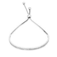 August Woods Silver Curved Bar Crystal Pull Bracelet