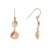 August Woods Champagne Glass Rose Gold Falling Leaves Earrings