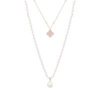 August Woods Rose Gold and Pearl Tiered Necklace