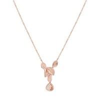 August Woods Champagne Glass Rose Gold Falling Leaves Necklace