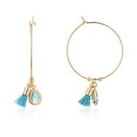 august woods turquoise tassel hoop earrings