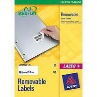 Avery Removable Laser Label 27 per Sheet Pack of 25