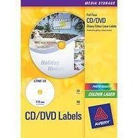 Avery Full Face CD/DVD Glossy Colour Laser Label 25 Sheets